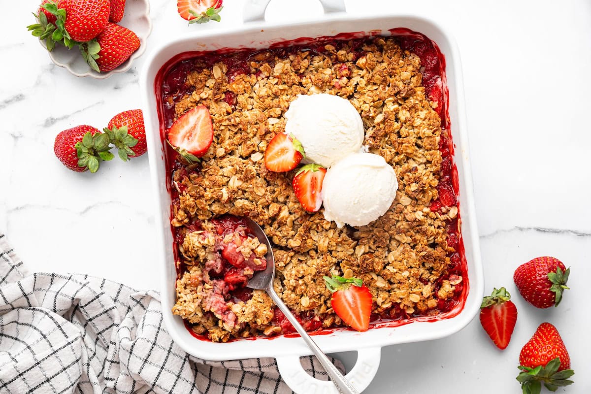 Healthy Strawberry Crisp (Low Sugar + High Protein)