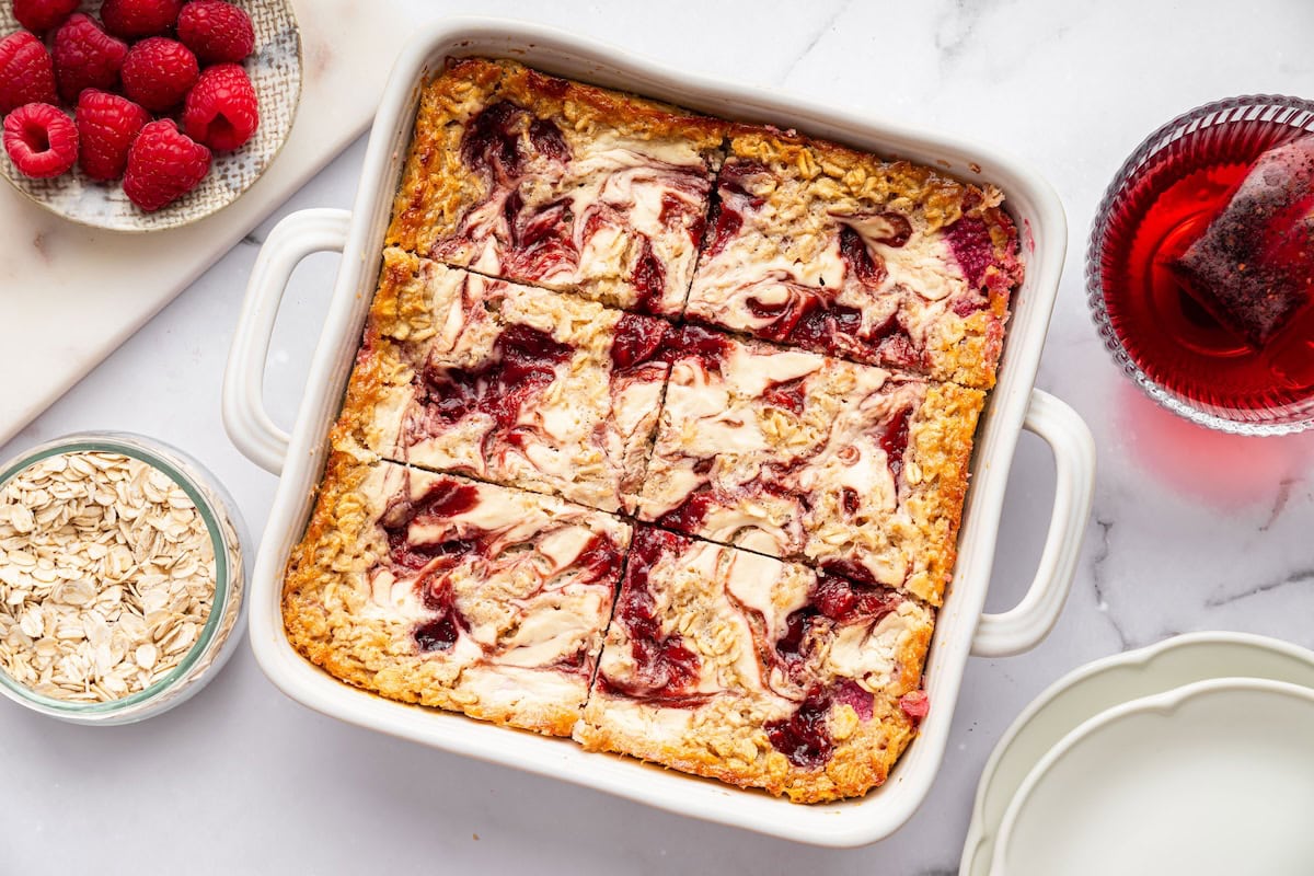 Raspberry Cottage Cheese Baked Oatmeal
