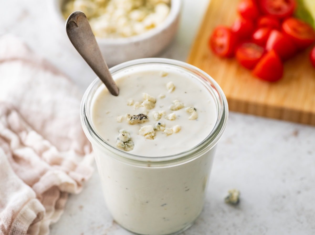 Greek Yogurt Blue Cheese Dressing (Healthy & Creamy)