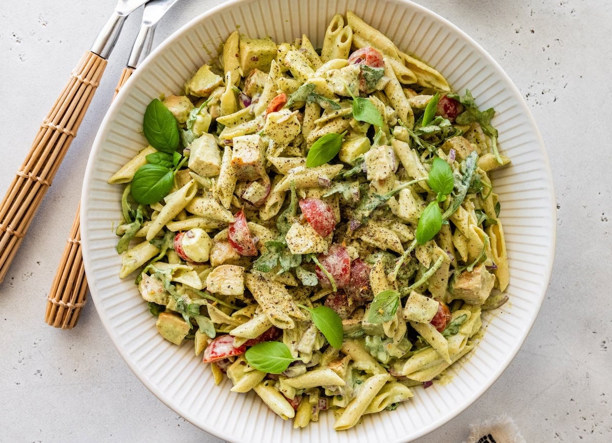Creamy Chicken Pesto Pasta Salad