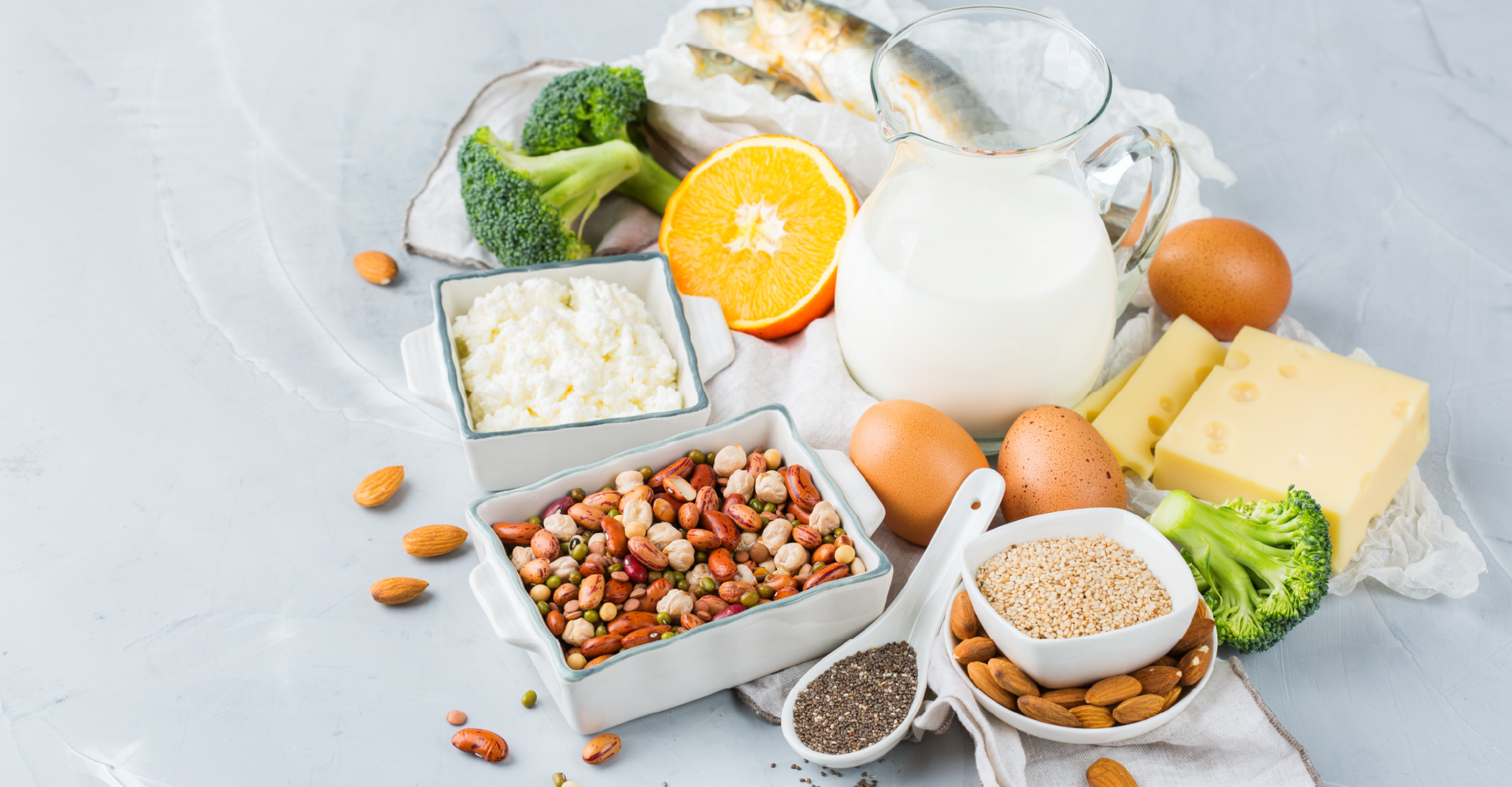foods rich in vitamin D such as milk and almonds 