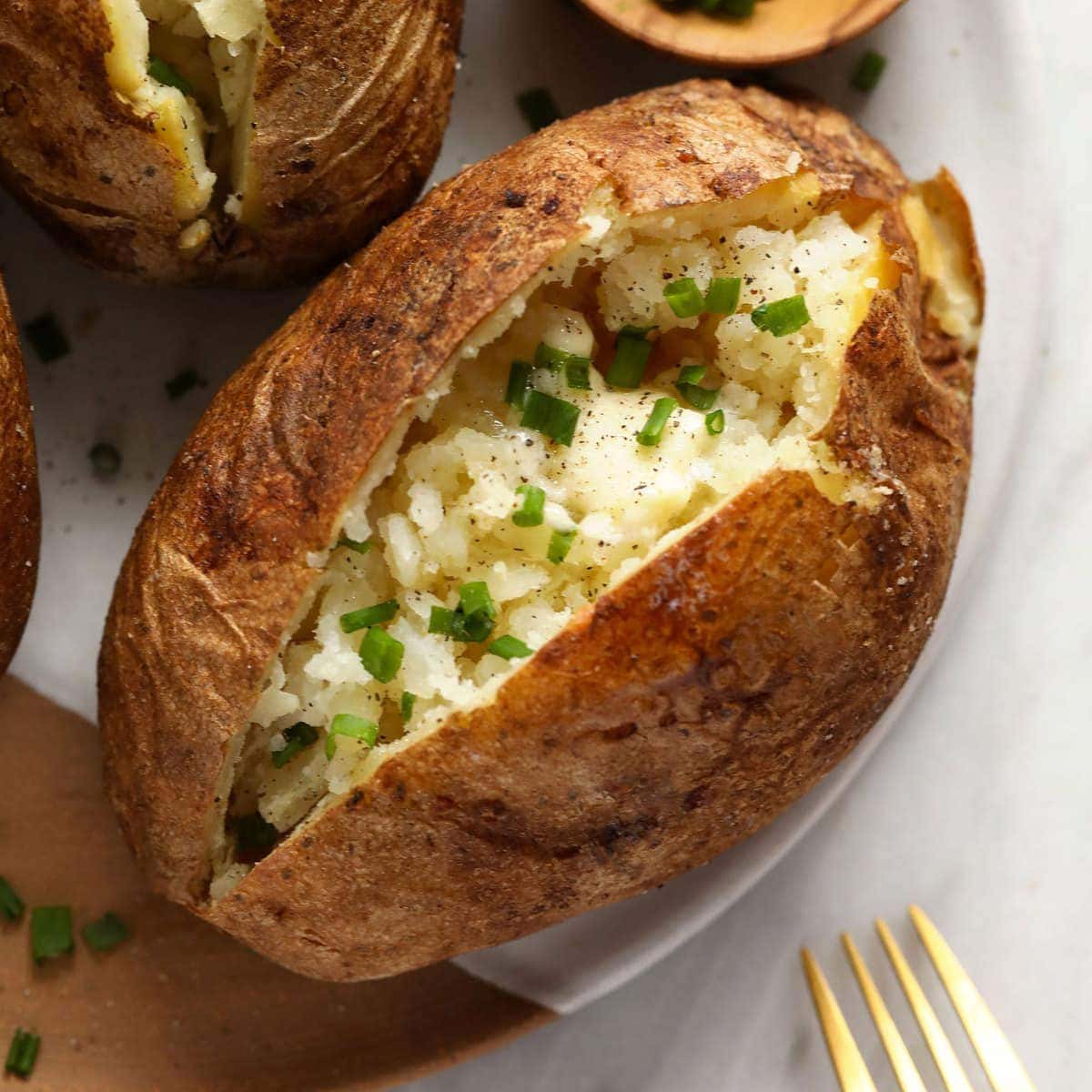 Baked Potato in Oven (Crispy Skin, Fluffy Inside)