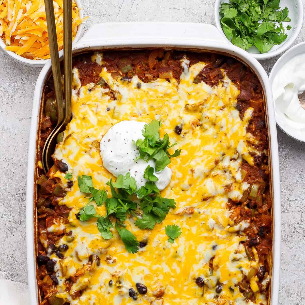 Chicken Enchilada Casserole (Easy, One-Pan Dinner) prepared for meal prep