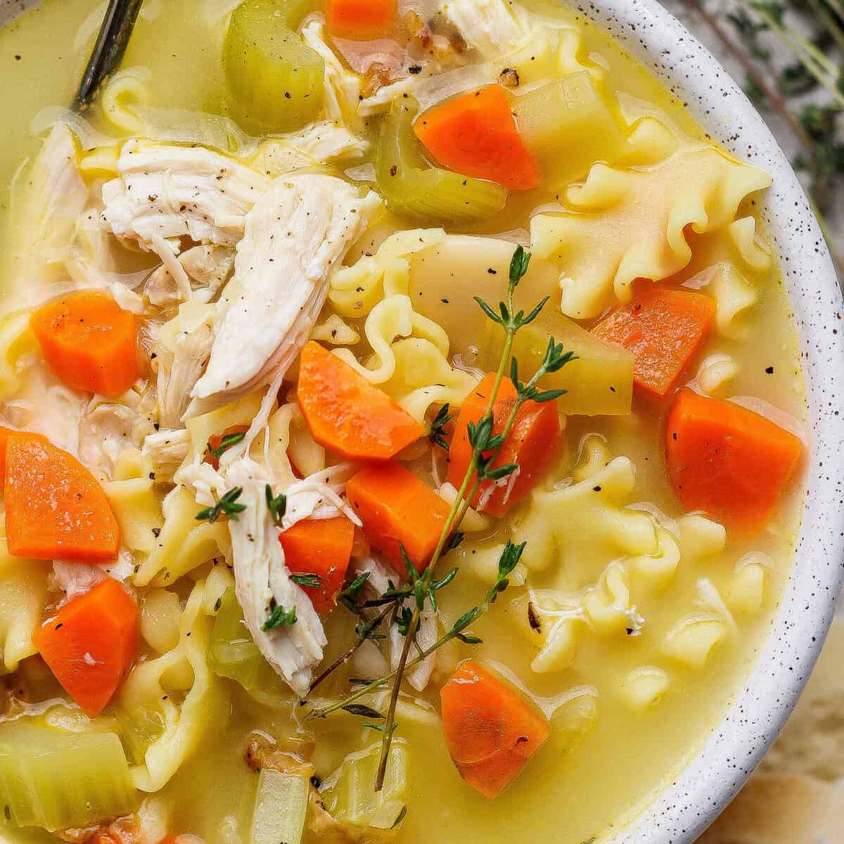 High Protein Creamy Chicken Soup prepared for meal prep