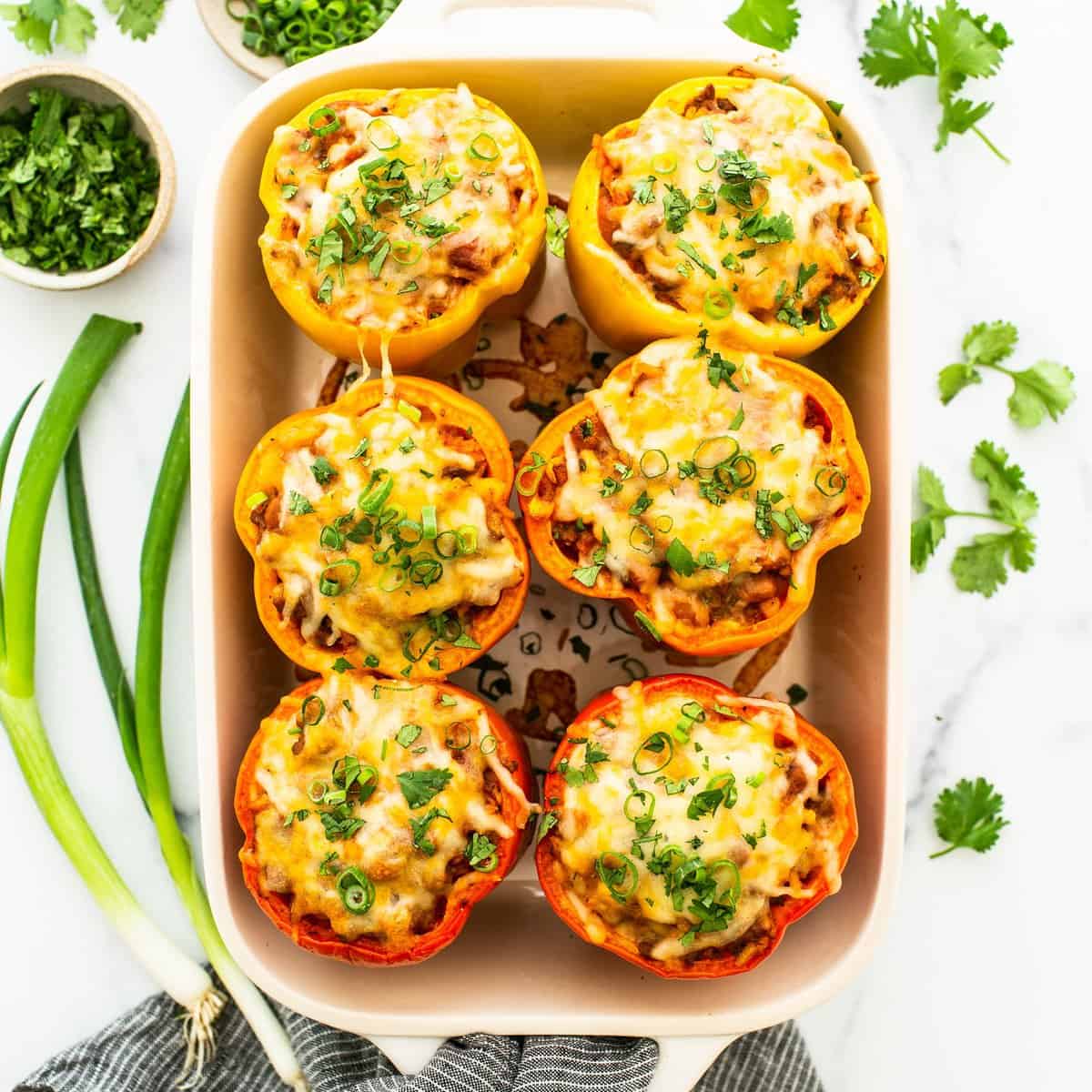 Easy Stuffed Peppers prepared for meal prep