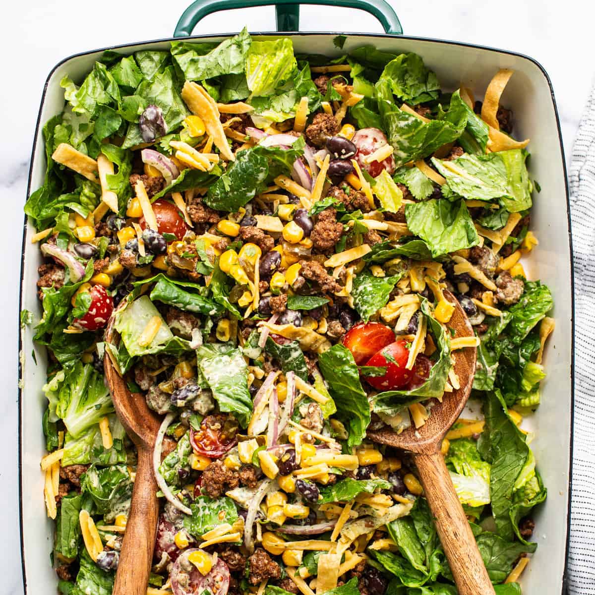 Make-Ahead Taco Salad prepared for meal prep