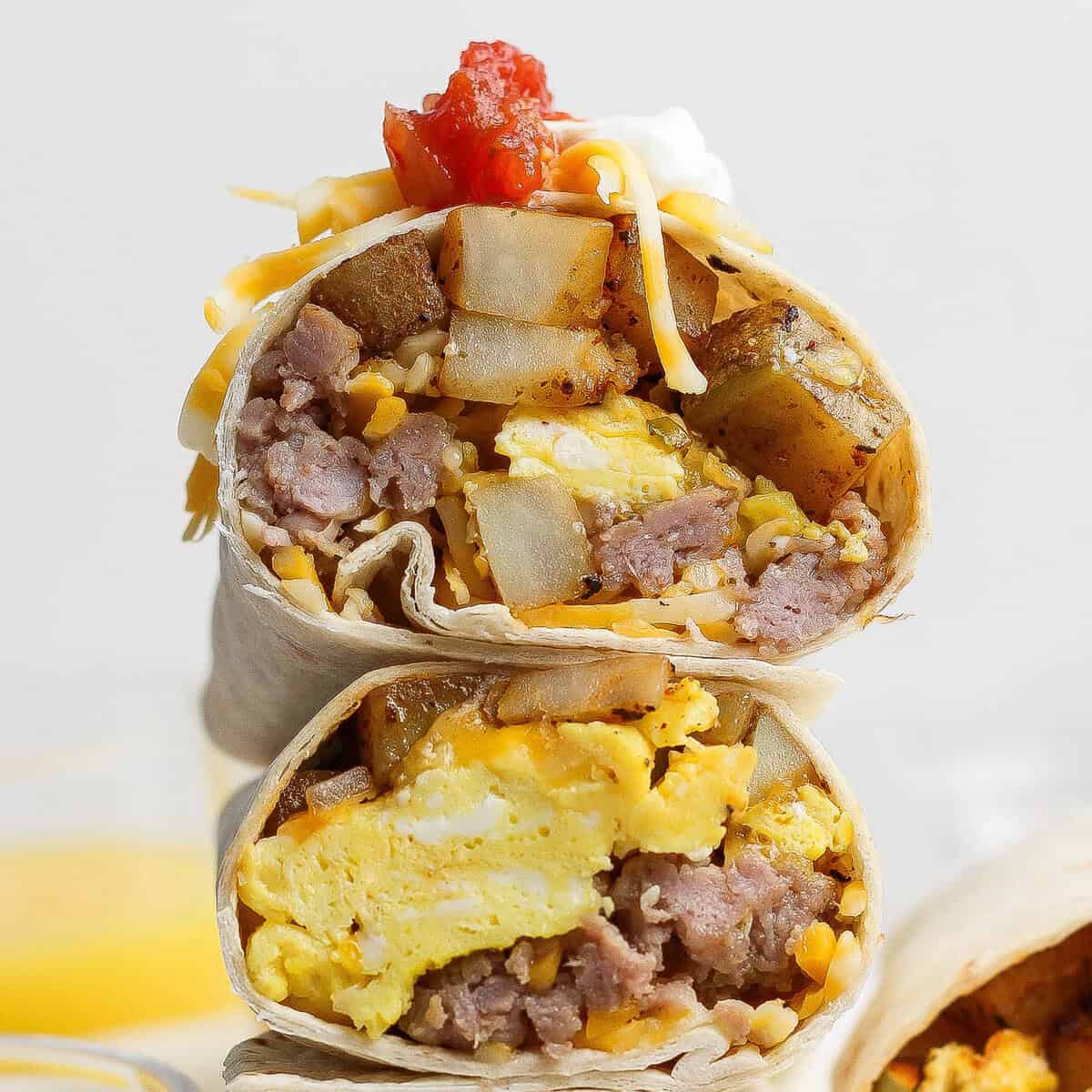 Breakfast Burritos (Make-Ahead or Fresh) prepared for meal prep