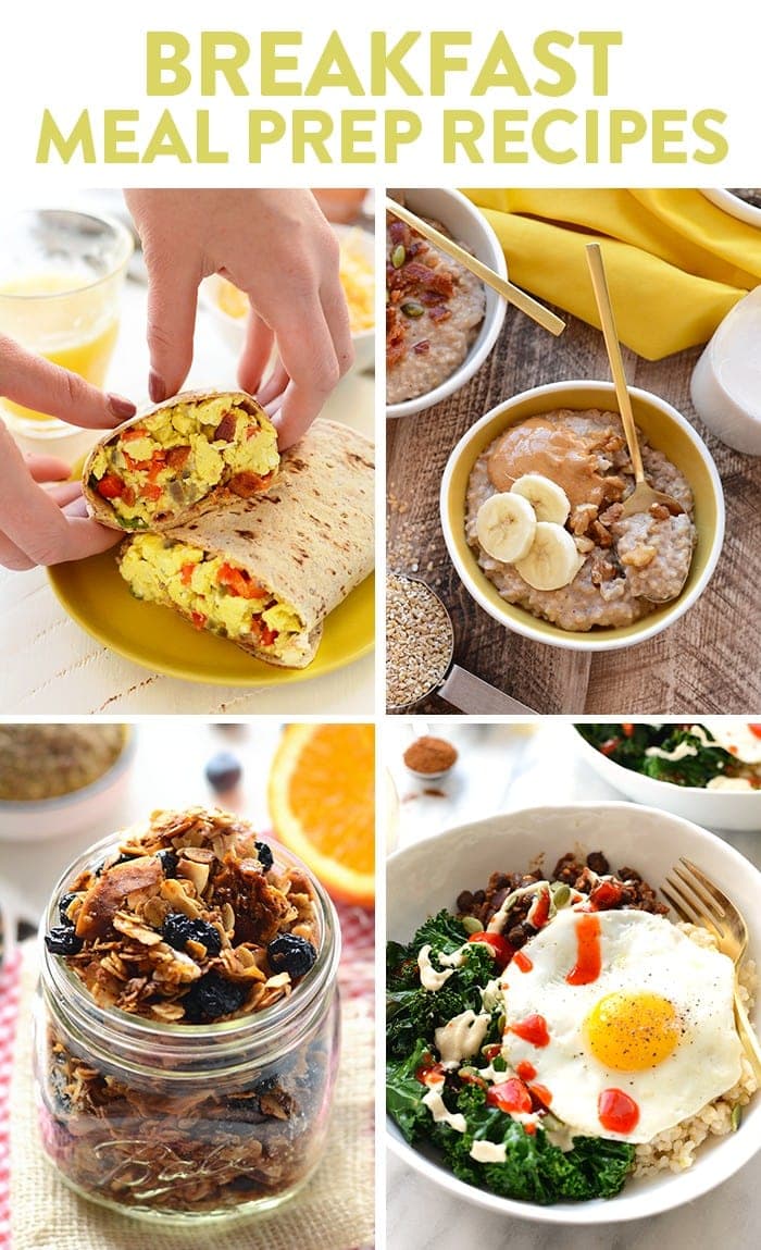Breakfast meal prep recipes arranged for a week of mornings