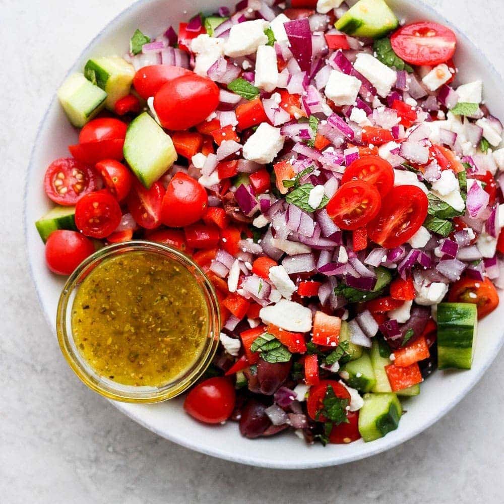Greek Salad Recipe prepared for meal prep
