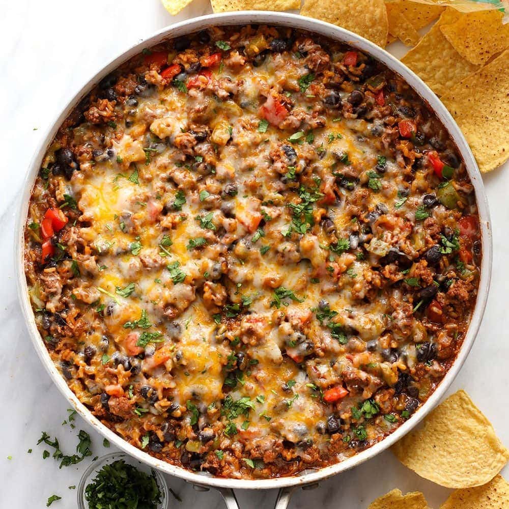 Mexican Ground Beef Skillet prepared for meal prep