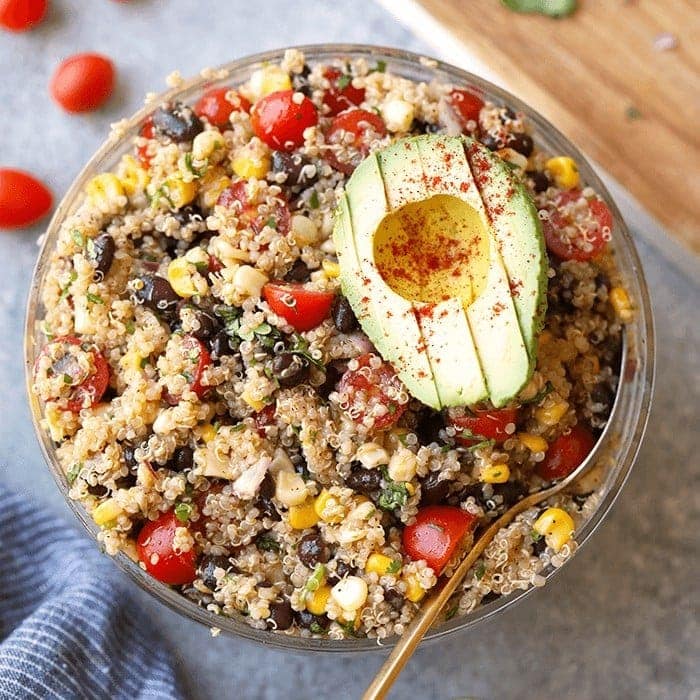 Mexican Quinoa Salad prepared for meal prep