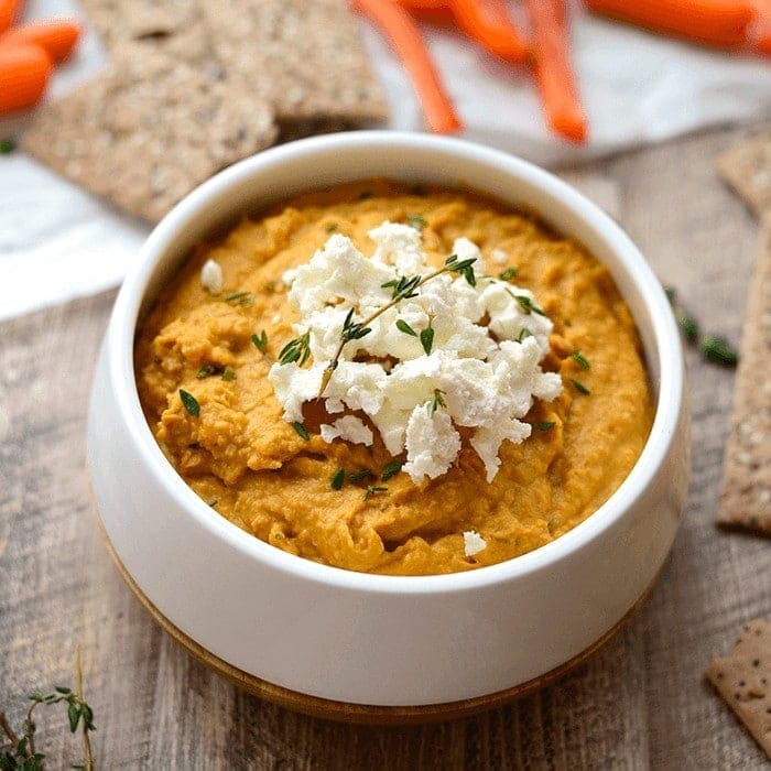 Sweet Potato Hummus Recipe prepared for meal prep