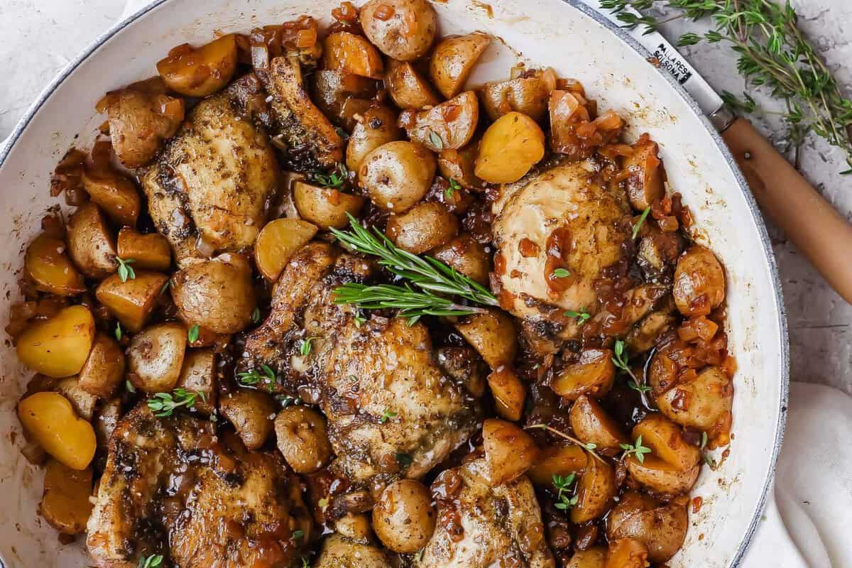 Apple Cider Chicken Thighs (One-Skillet Dinner)