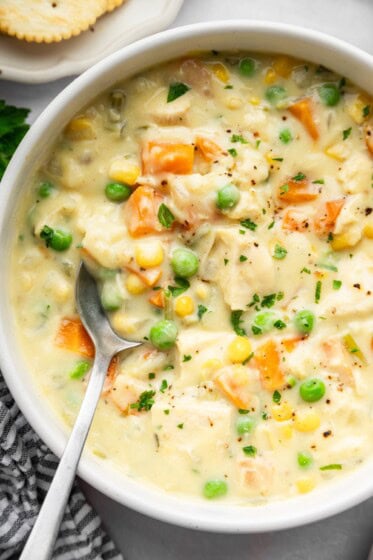 Creamy Slow Cooker Chicken Pot PIe Soup